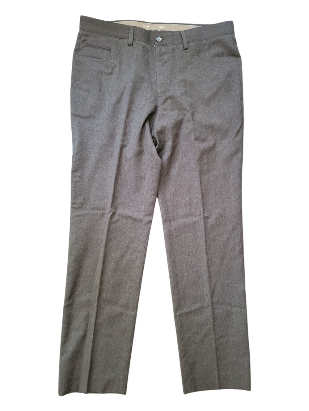 NWT Hugo Boss Virgin Wool Pants Dress Trousers Brown Pleated Mens Career 38 R